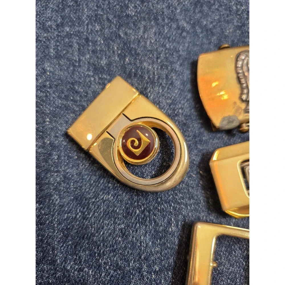 Vintage Lot of 4 Brass & Gold Belt Buckles - As-Is Fair Condition